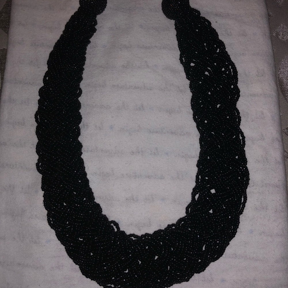 Black tiny beaded necklace